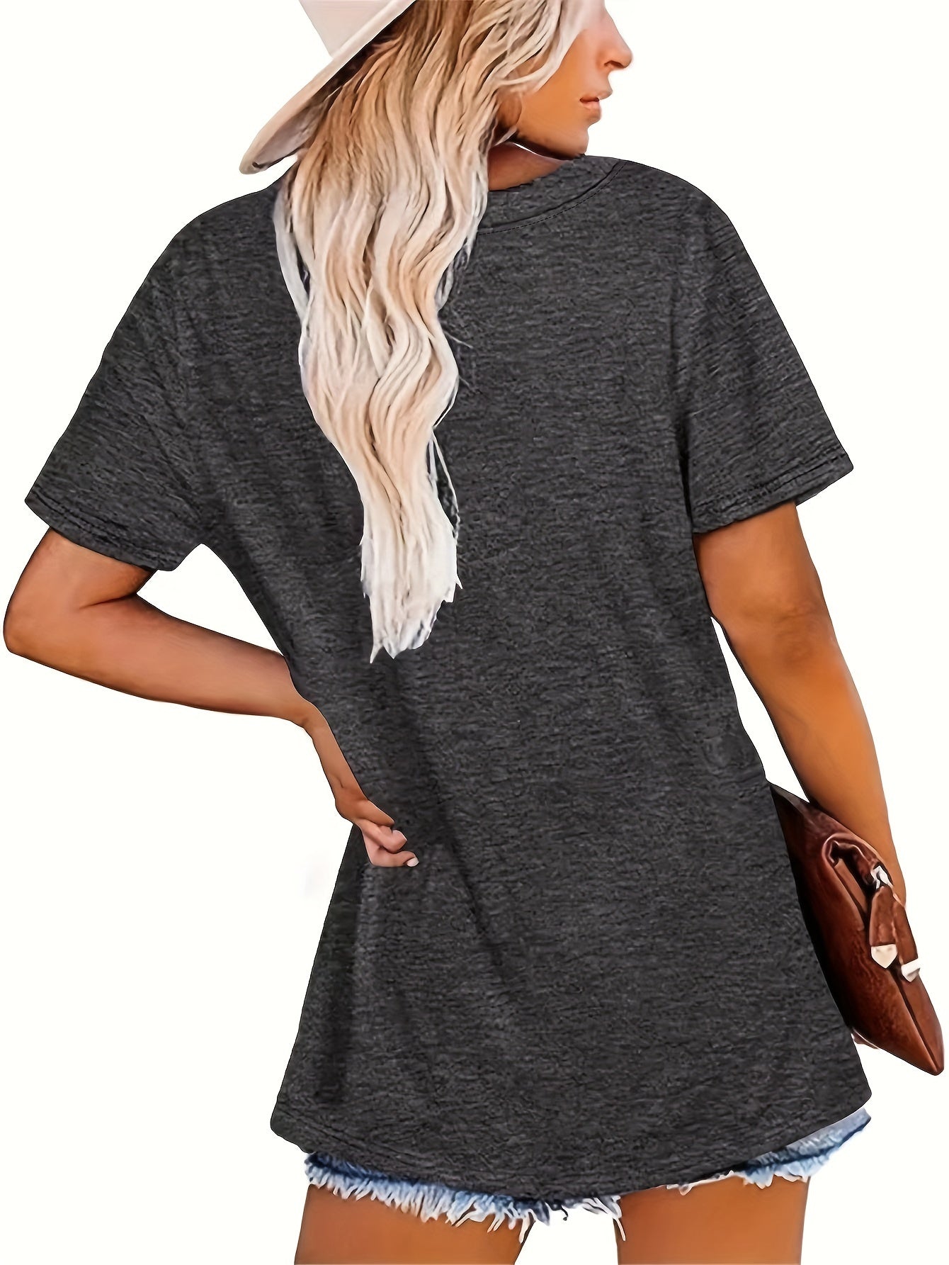 Guitar Print Crew Neck T-shirt, Casual Short Sleeve Top For Spring & Summer, Women's Clothing